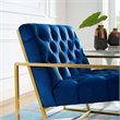 Modway Bequest Tufted Performance Velvet Armchair in Navy & Gold