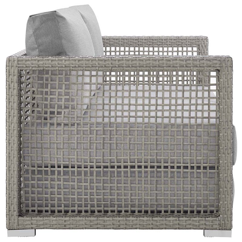 Modway Aura Modern Rattan & Fabric Outdoor Patio Loveseat in Gray