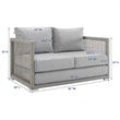 Modway Aura Modern Rattan & Fabric Outdoor Patio Loveseat in Gray