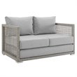 Modway Aura Modern Rattan & Fabric Outdoor Patio Loveseat in Gray