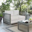 Modway Aura Modern Rattan & Fabric Outdoor Patio Loveseat in Gray White