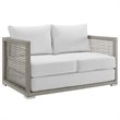Modway Aura Modern Rattan & Fabric Outdoor Patio Loveseat in Gray White
