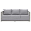 Modway Aura Modern Rattan & Fabric Outdoor Patio Sofa in Gray