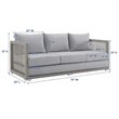 Modway Aura Modern Rattan & Fabric Outdoor Patio Sofa in Gray