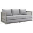 Modway Aura Modern Rattan & Fabric Outdoor Patio Sofa in Gray