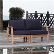Modway Marina 2 Piece Patio Loveseat in Natural and Navy