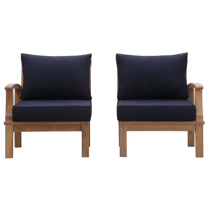Modway Marina 2 Piece Patio Loveseat in Natural and Navy