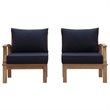 Modway Marina 2 Piece Patio Loveseat in Natural and Navy