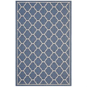 modway avena quatrefoil trellis area rug in blue and beige