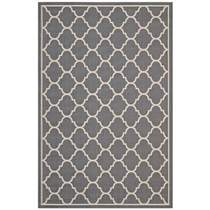 modway avena quatrefoil trellis area rug in gray and beige