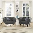 Modway Bestow Tufted Fabric Upholstered Armchair in Gray & Black (Set of 2)