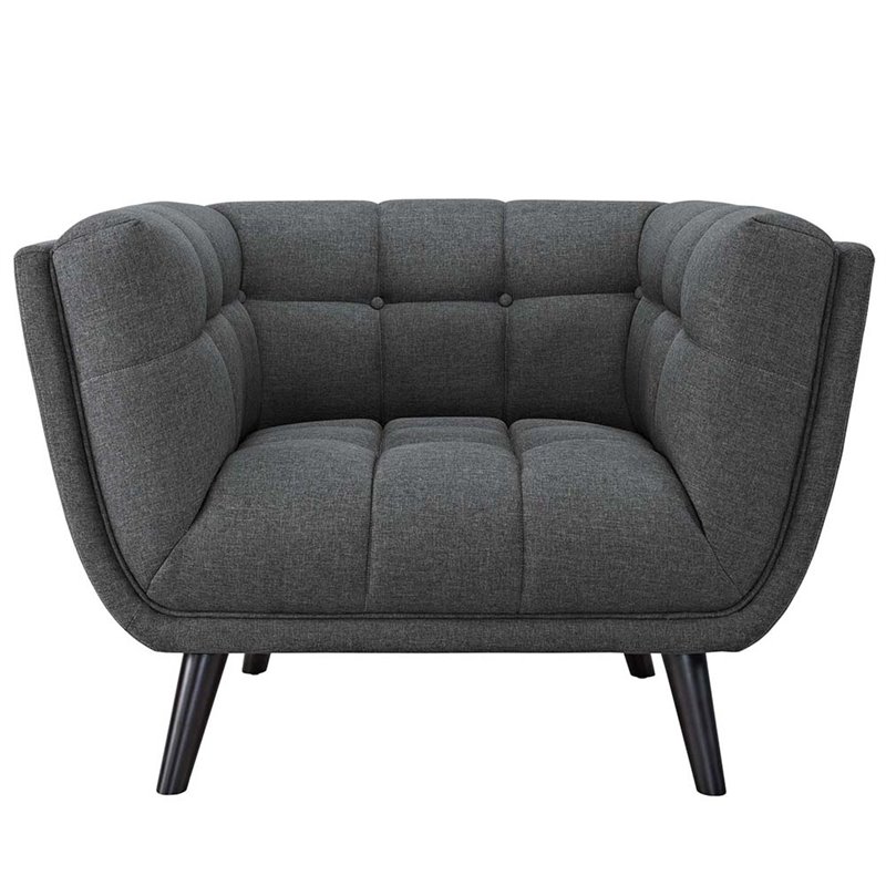 Modway Bestow Tufted Fabric Upholstered Armchair in Gray & Black (Set of 2)