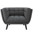 Modway Bestow Tufted Fabric Upholstered Armchair in Gray & Black (Set of 2)