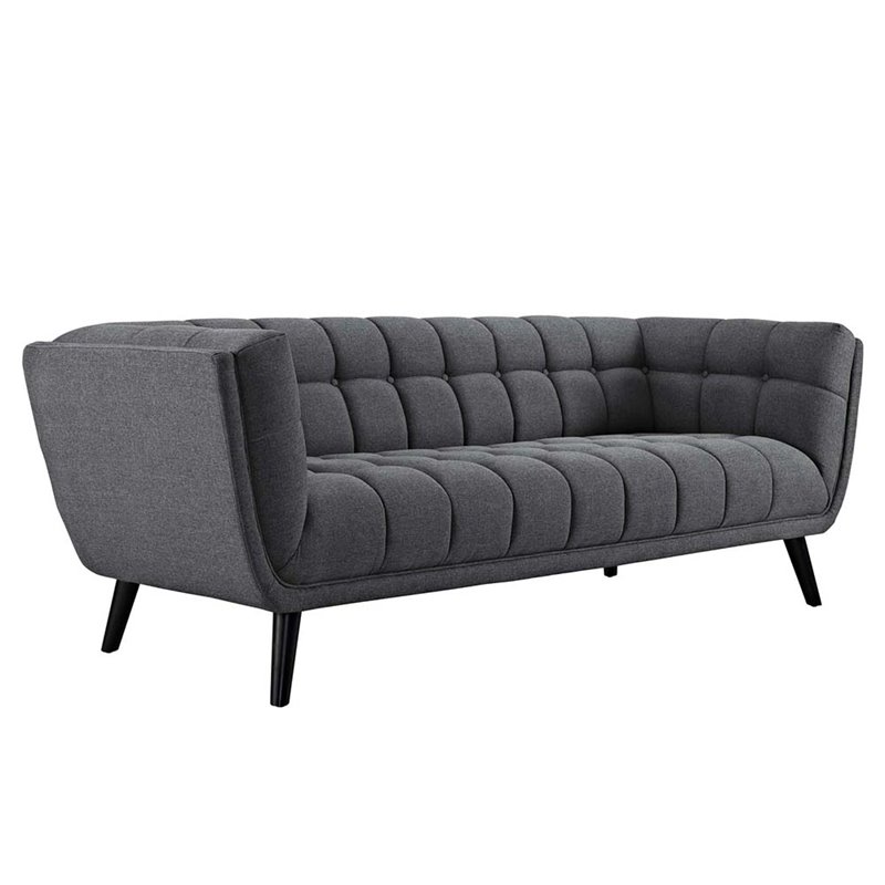 Modway Bestow 2-Piece Chic Luxe Modern Fabric Upholstered Sofa Set in Gray