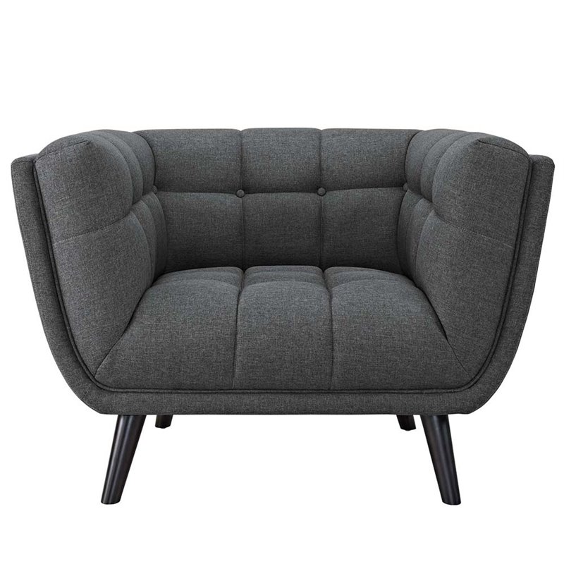 Modway Bestow 2-Piece Chic Luxe Modern Fabric Upholstered Sofa Set in Gray