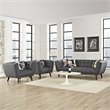 Modway Bestow 3-Piece Chic Luxe Modern Fabric Upholstered Sofa Set in Gray