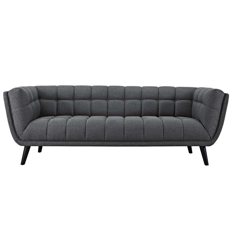 Modway Bestow 3-Piece Chic Luxe Modern Fabric Upholstered Sofa Set in Gray