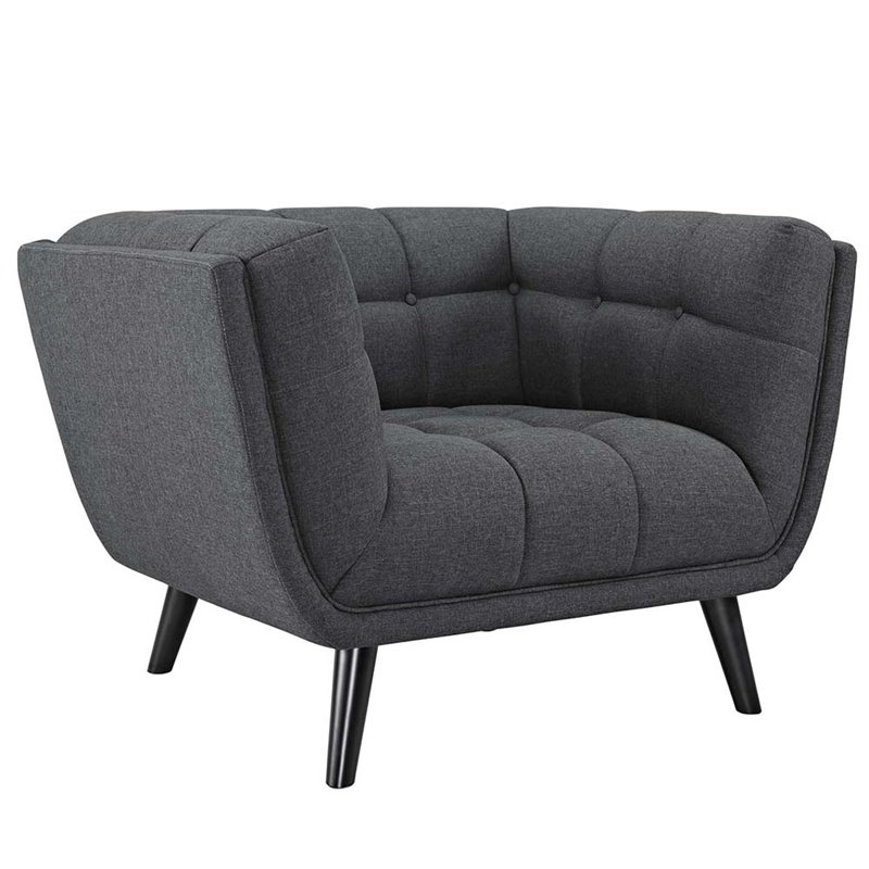 Modway Bestow 3-Piece Chic Luxe Modern Fabric Upholstered Sofa Set in Gray