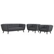 Modway Bestow 3-Piece Chic Luxe Modern Fabric Upholstered Sofa Set in Gray
