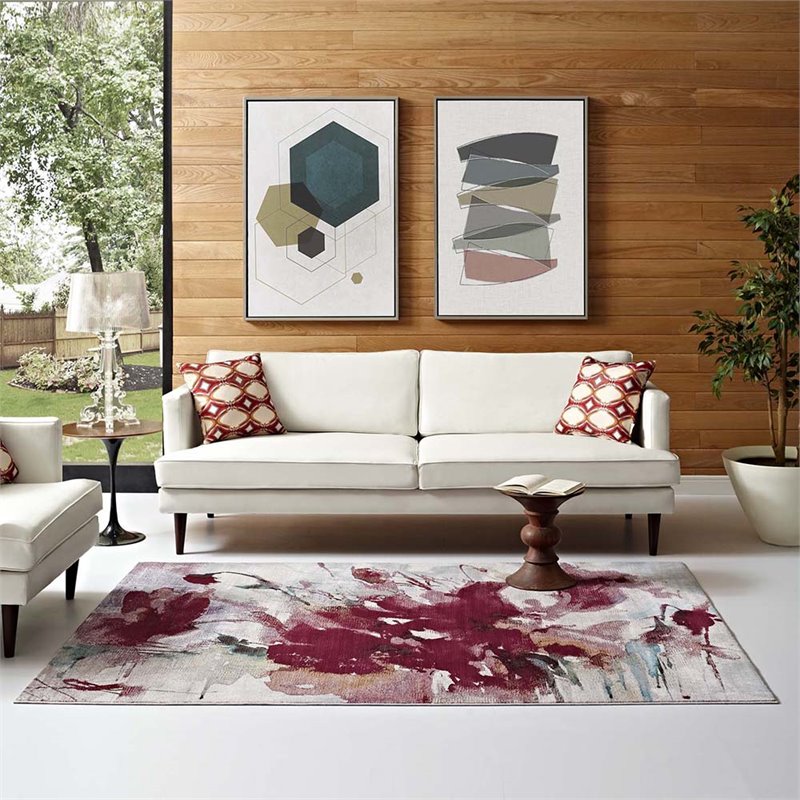 Modway Blume 4' x 6' Abstract Floral Area Rug
