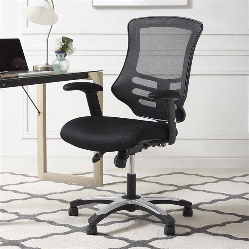 Modway Calibrate Adjustable Swivel Mesh Fabric Office Chair in Black ...