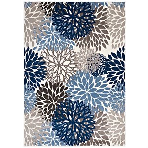 modway calithea abstract floral area rug in blue and brown