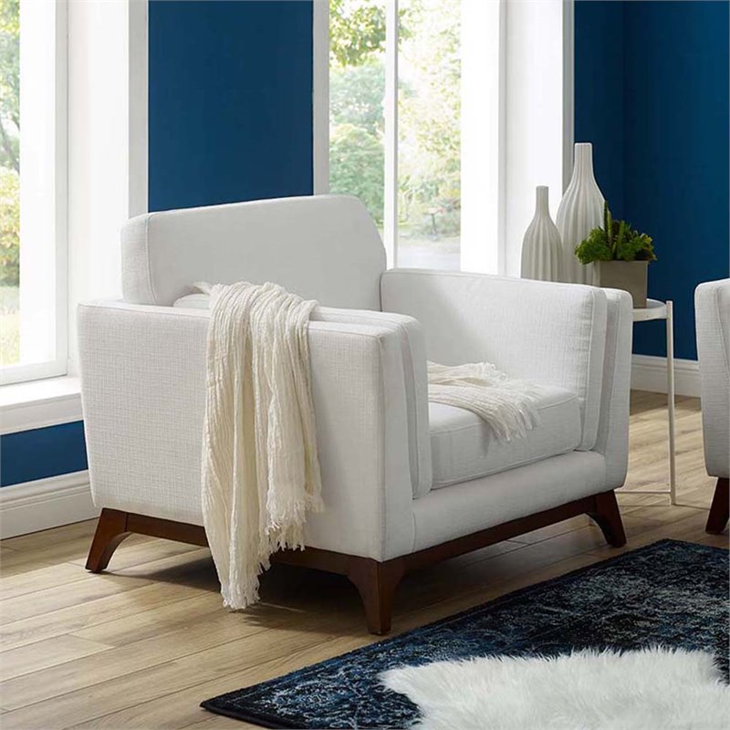 Modway Chance Modern Fabric Upholstered Accent Chair in White