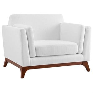 Modway Chance Modern Fabric Upholstered Accent Chair in White