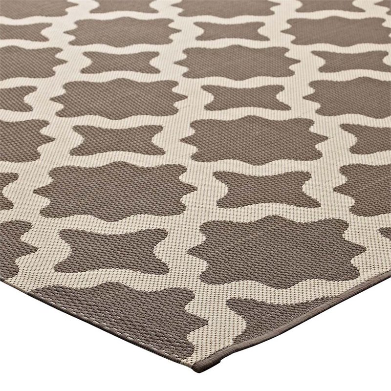 Modway Cerelia 5' x 8' Trellis Area Rug in Beige
