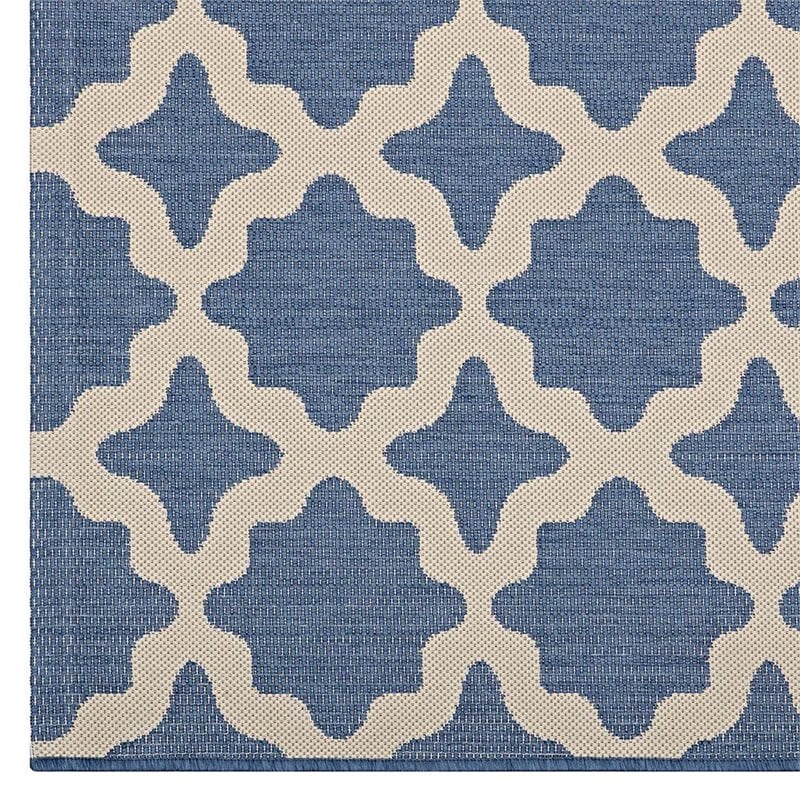 Modway Cerelia 5' x 8' Trellis Area Rug in Blue and Beige