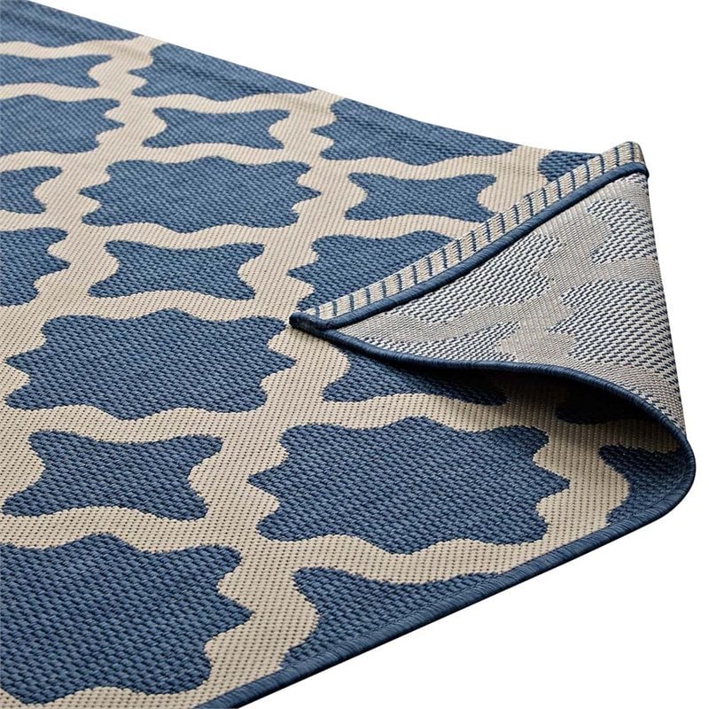 Modway Cerelia 5' x 8' Trellis Area Rug in Blue and Beige