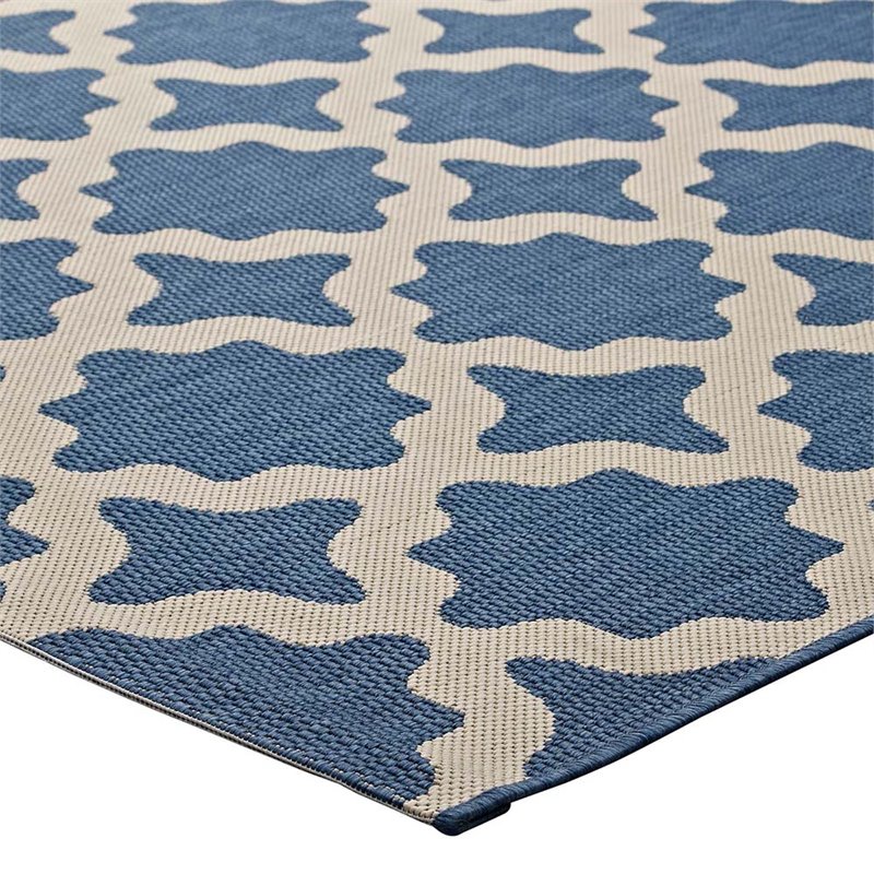 Modway Cerelia 5' x 8' Trellis Area Rug in Blue and Beige