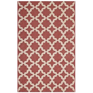 modway cerelia trellis area rug in red and beige