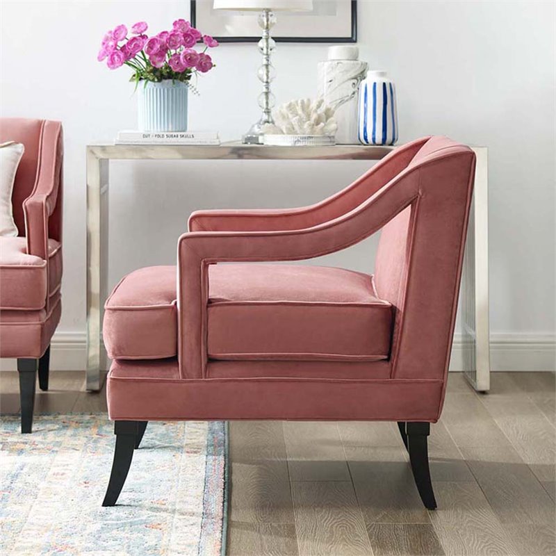 Modway Concur Tufted Performance Velvet Accent Chair in Dusty Rose