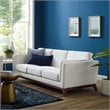 Modway Chance Modern Wood & Fabric Upholstered Sofa in White/Brown