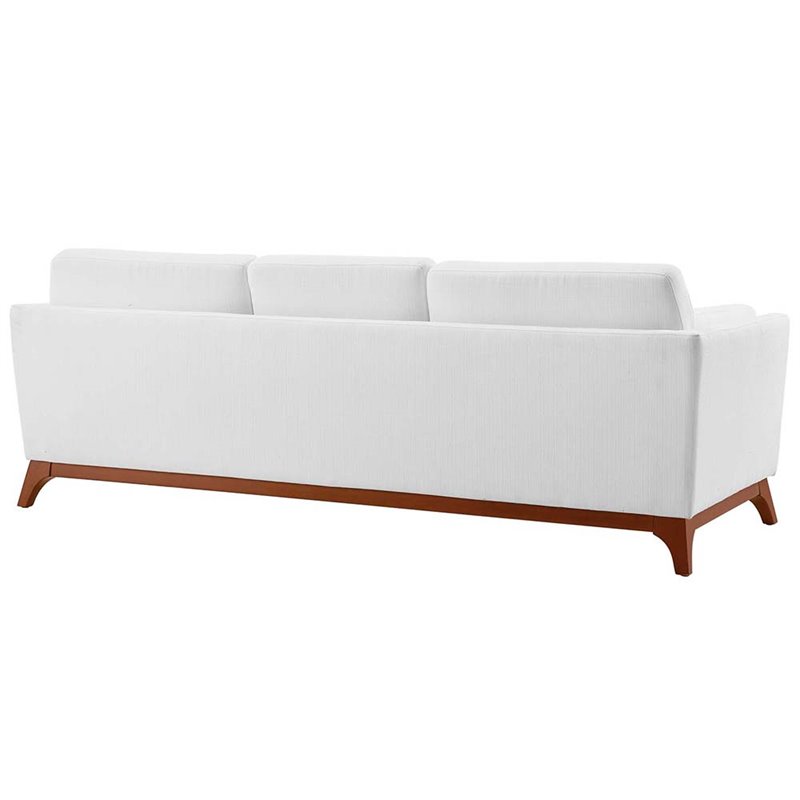 Modway Chance Modern Wood & Fabric Upholstered Sofa in White/Brown