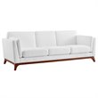 Modway Chance Modern Wood & Fabric Upholstered Sofa in White/Brown