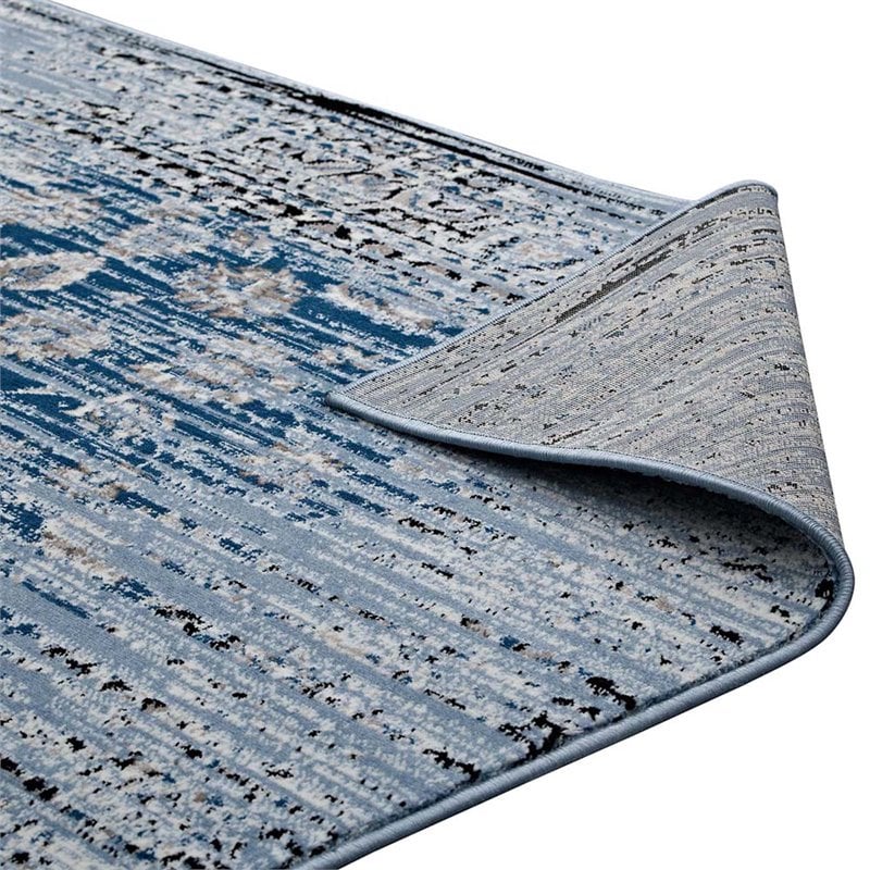 Modway Chiara 5' x 8' Floral Lattice Area Rug in Morroccan Blue