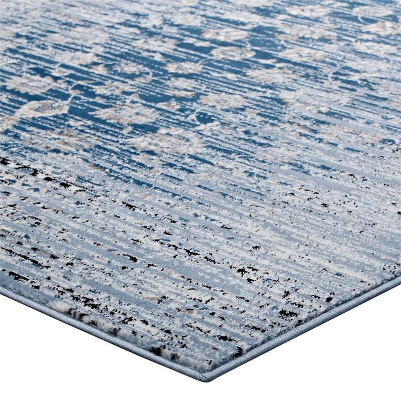 Modway Chiara 5' x 8' Floral Lattice Area Rug in Morroccan Blue