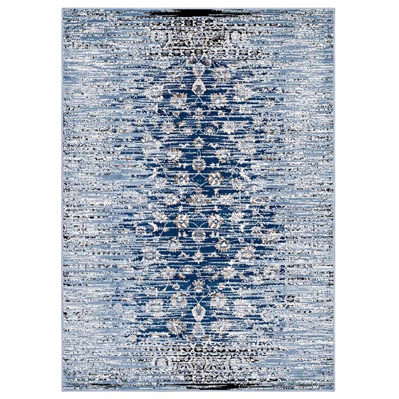 Modway Chiara 5' x 8' Floral Lattice Area Rug in Morroccan Blue