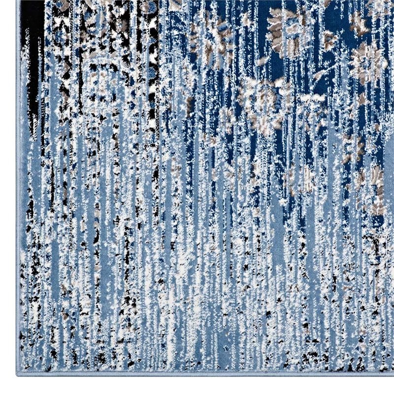 Modway Chiara 8' x 10' Floral Lattice Area Rug in Morroccan Blue