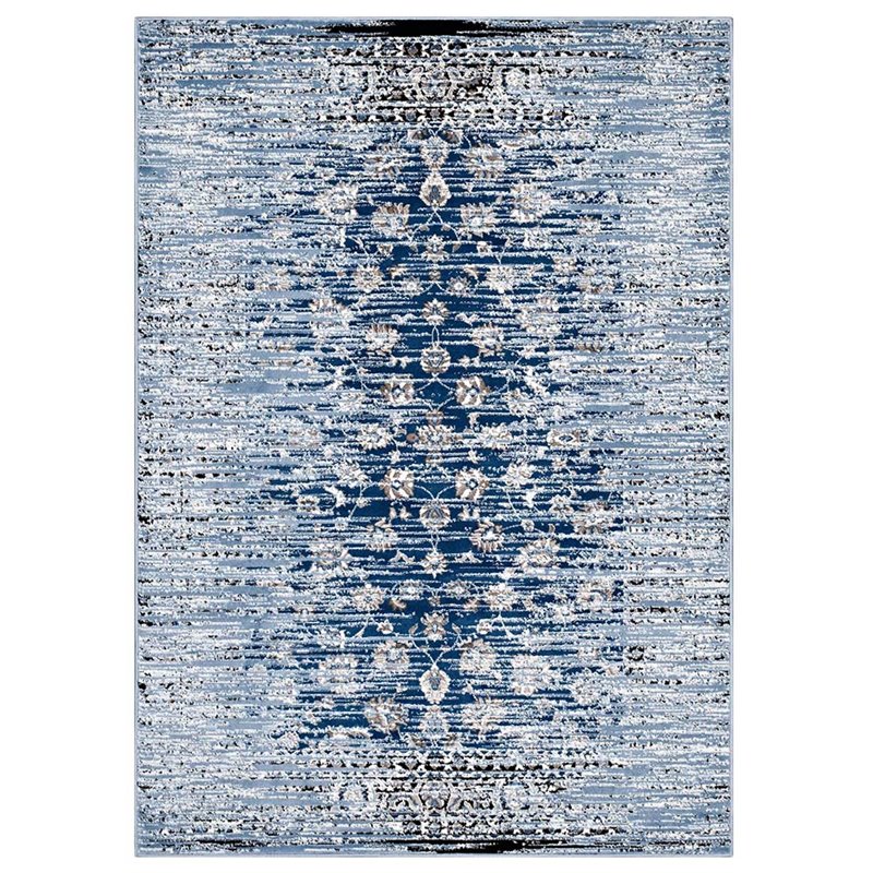 Modway Chiara 8' x 10' Floral Lattice Area Rug in Morroccan Blue