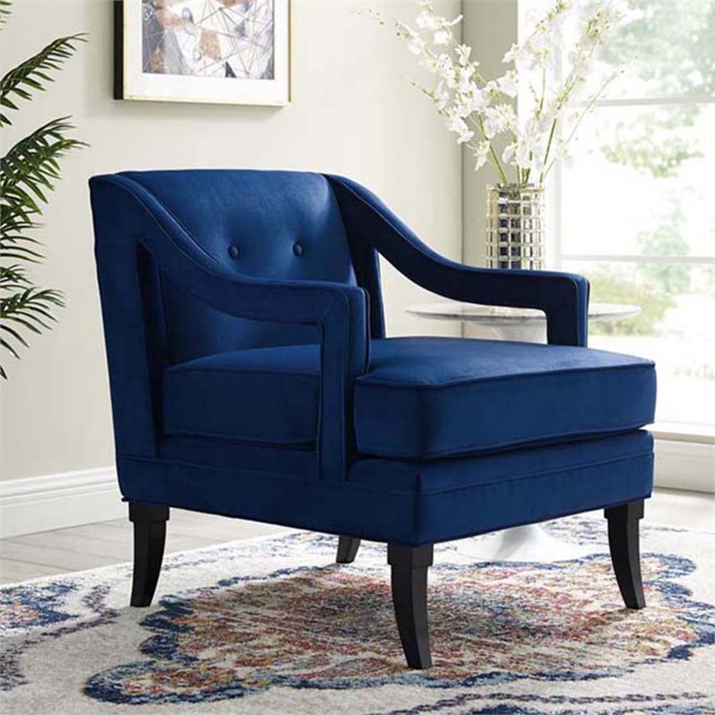 Modway Concur Tufted Performance Velvet Accent Chair in Navy
