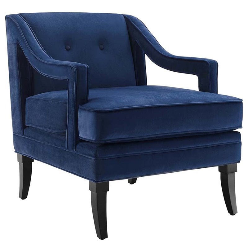 Modway Concur Tufted Performance Velvet Accent Chair in Navy