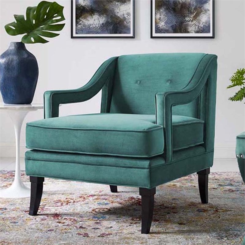 Modway Concur Velvet Tufted Accent Chair in Teal - EEI-2996-TEA