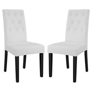 Modway Confer 19.5&quot Faux Leather Dining Side Chair in White (Set of 2)