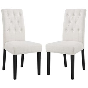 Modway Confer 19.5&quot Tufted Fabric & Wood Dining Side Chair in Beige (Set of 2)