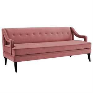 Modway Concur Tufted Performance Velvet Sofa in Dusty Rose & Black