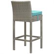 Conduit Outdoor Patio Wicker Rattan Bar Stool in Light Gray Turquoise