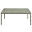 Modway Conduit Rectangle Rattan & Glass Top Patio Dining Table in Light Gray